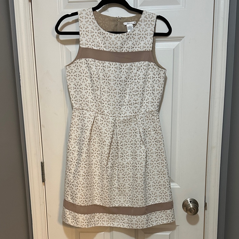 Esley White and Tan Floral Mini Dress